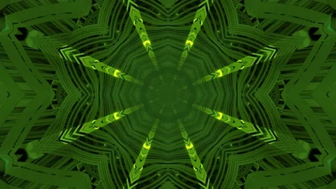 3D illustration of green symmetric pattern moving in darkness Stock Footage 149163410