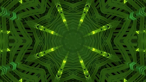 3d illustration of green symmetric pattern moving in darkness Stock Footage 160819490
