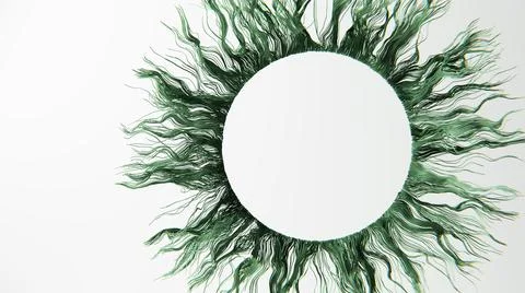3D illustration of green threads floating in an empty space Stock Illustration