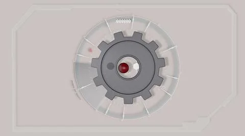 .3d illustration - Grey Abstract Tech Hud Interface Gear with red sphere Stock Illustration