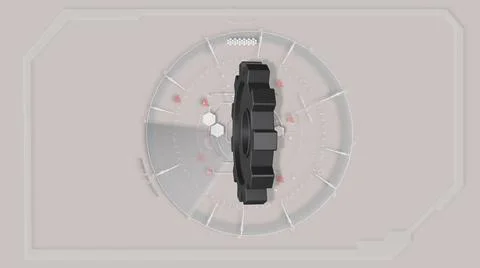 3d illustration - Grey Abstract Tech Hud Interface Gear Illustrazione stock