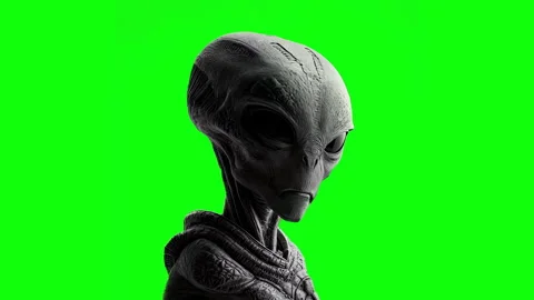 3D illustration of grey alien isolated on green screen background, chroma key Видео 330858473