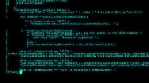 3d illustration - Hacker code running down a computer screen terminal Stock Illustration