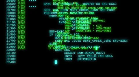 3d illustration - Hacker code running down a computer screen terminal Stock Illustration