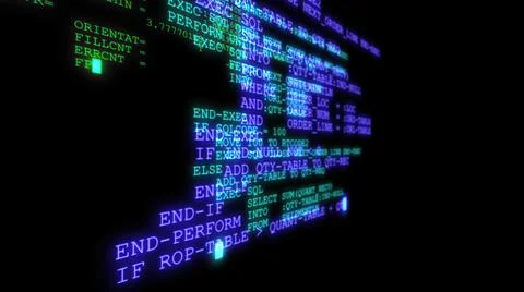 3d illustration - Hacker code running down a computer screen terminal Stock Illustration