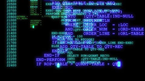 3d illustration - Hacker code running down a computer screen terminal Stock Illustration