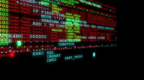 3d illustration - Hacker code running down a computer screen terminal Stock Illustration