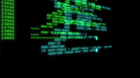 3d illustration - Hacker code running down a computer screen terminal Stock Illustration