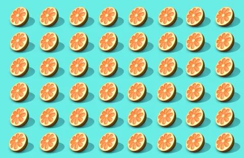 3d illustration of half cut orange on blue background Stock Illustration