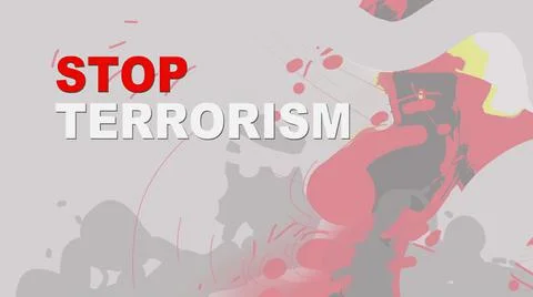 3d illustration - hand drawn concept  with words stop terrorism Stock Illustration