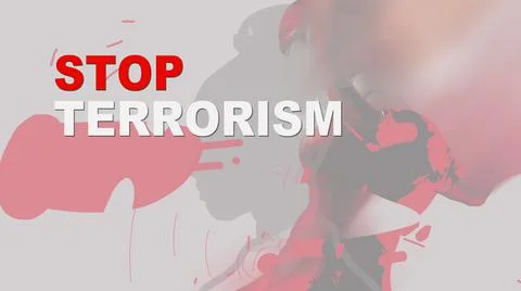 3d illustration - hand drawn concept  with words stop terrorism Stock Illustration