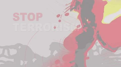 3d illustration - hand drawn concept  with words stop terrorism Stock Illustration