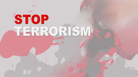 3d illustration - hand drawn concept  with words stop terrorism Stock Illustration
