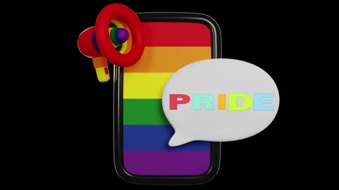 3D Illustration of Hand Holding Rainbow Striped Heart Isolated on Black Bac.. Stock Footage 340283400
