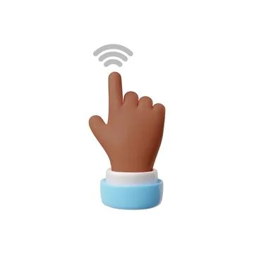 3d illustration of a hand making a click or tap on a touch screen. Illustrazione stock