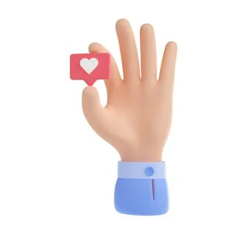 3D illustration of hand with like message on white Stock Illustration