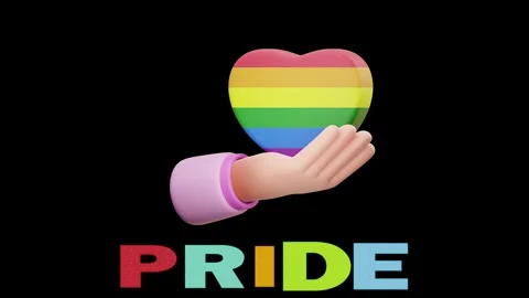 3D Illustration of Hand Presenting Rainbow Heart with Pride Text Isolated o.. Stock Footage 340283387