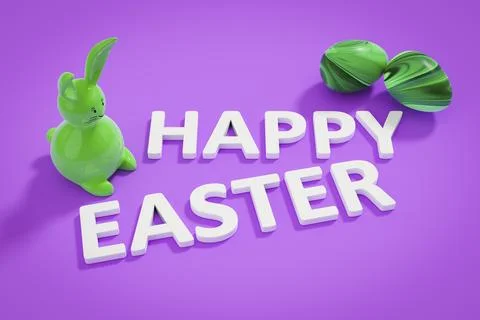 3d illustration of a happy easter bunny figure and text Stock Illustration