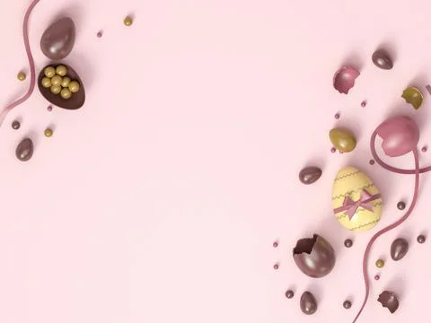 3D Illustration. Happy Easter greeting card. Stock Photos