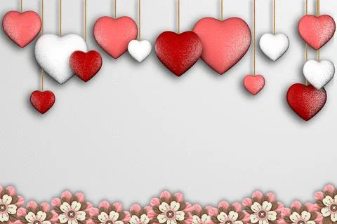 3D illustration of a heart hanging on a thread. Love concept Stock Illustration