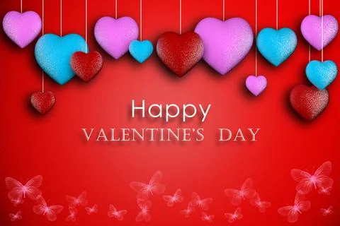 3D illustration of a heart hanging on a thread. Love concept Stock Illustration