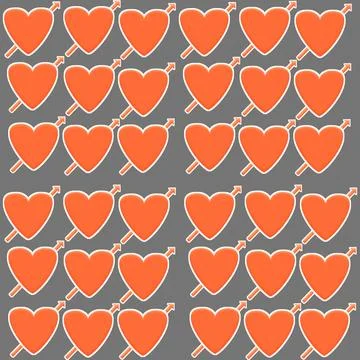 3D illustration hearts seamless pattern on lite black background Stock-Illustration