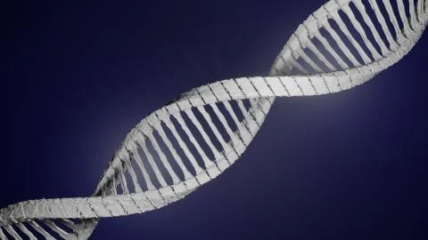 3D illustration of helical structure of DNA strand on blue background Illustration