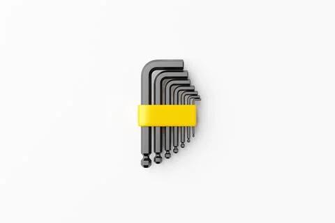 3D illustration of a   hexagons tool   on a  white  background. Hand carpentr Ilustração Stock
