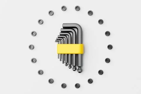 3D illustration of a hexagons tool on a white background. Hand carpentry tool Stock Illustration
