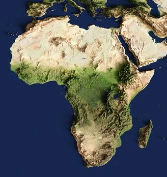 3d illustration of a highly detailed map of Africa. イラスト素材