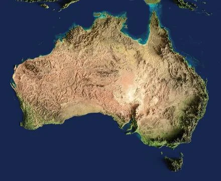 3d illustration of a highly detailed map of Australia. イラスト素材
