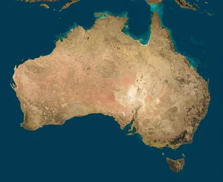 3D illustration of a highly detailed map of Australia. Stock Illustration