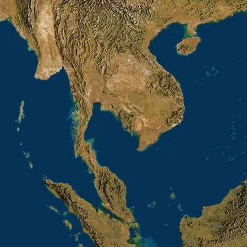 3D illustration of a highly detailed map of Thailand. Stock Illustration