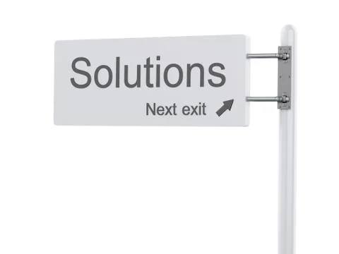 3d illustration. highway sign, the next exit solutions. isolated on white. Stock Illustration