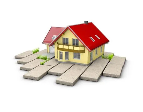 3d Illustration of house on the cobblestone Stock Illustration