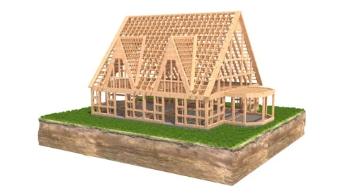 3d illustration of house under construction Stock Footage 141970906
