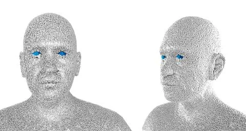3d illustration of  a human face composed of zeroes and ones イラスト素材