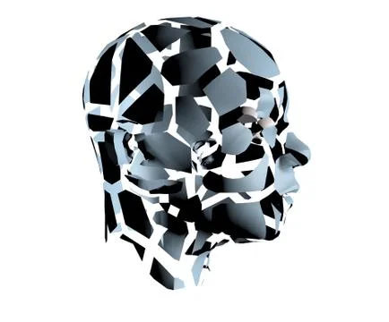 3d illustration of human head broken on pieces as a symbol of mental disorde Stock Illustration