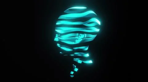 3d illustration - Human head made of metal interesting ribbon abstraction on  Stock Illustration