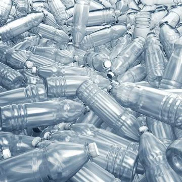 3d illustration of hundreds of plastic drinking bottles Stock Illustration