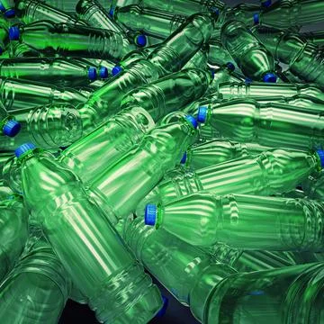 3d illustration of hundreds of plastic drinking bottles Stock Illustration