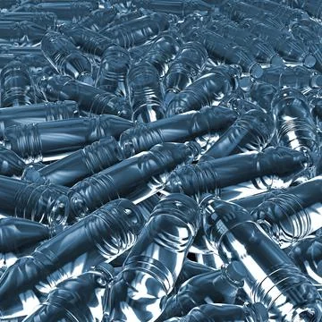 3d illustration of hundreds of plastic drinking bottles Stock Illustration