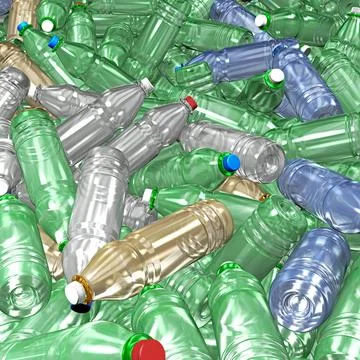 3d illustration of hundreds of plastic drinking bottles Stock Illustration