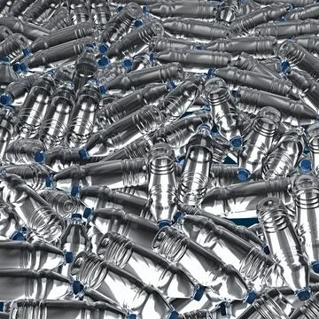 3d illustration of hundreds of plastic drinking bottles Stock Illustration