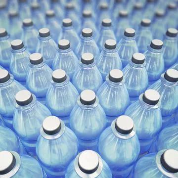3d illustration of hundreds of plastic drinking bottles Stock Illustration
