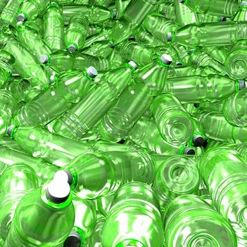 3d illustration of hundreds of plastic drinking bottles Stock Illustration