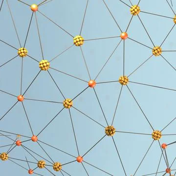 3d illustration of hundreds of points connected to each other with lines Illustrazione stock