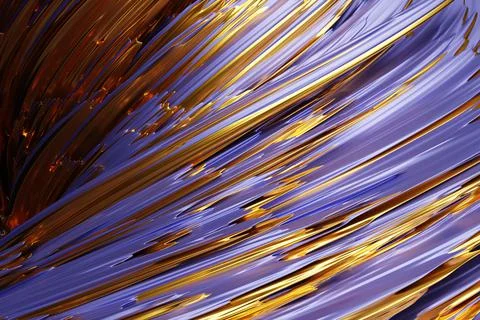 3D illustration of a hypnotic pattern.  Abstract purple with gold background  Stock Illustration