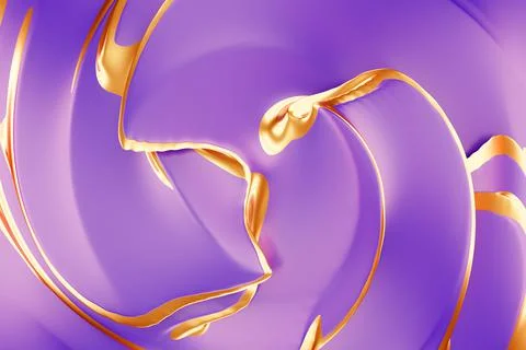 3D illustration of a hypnotic pattern.  Abstract pink with gold background wi Foto stock