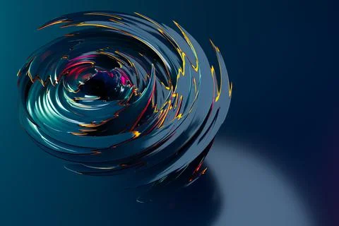 3D illustration of a hypnotic pattern.  Abstract blue background with shimmer Stock Photos